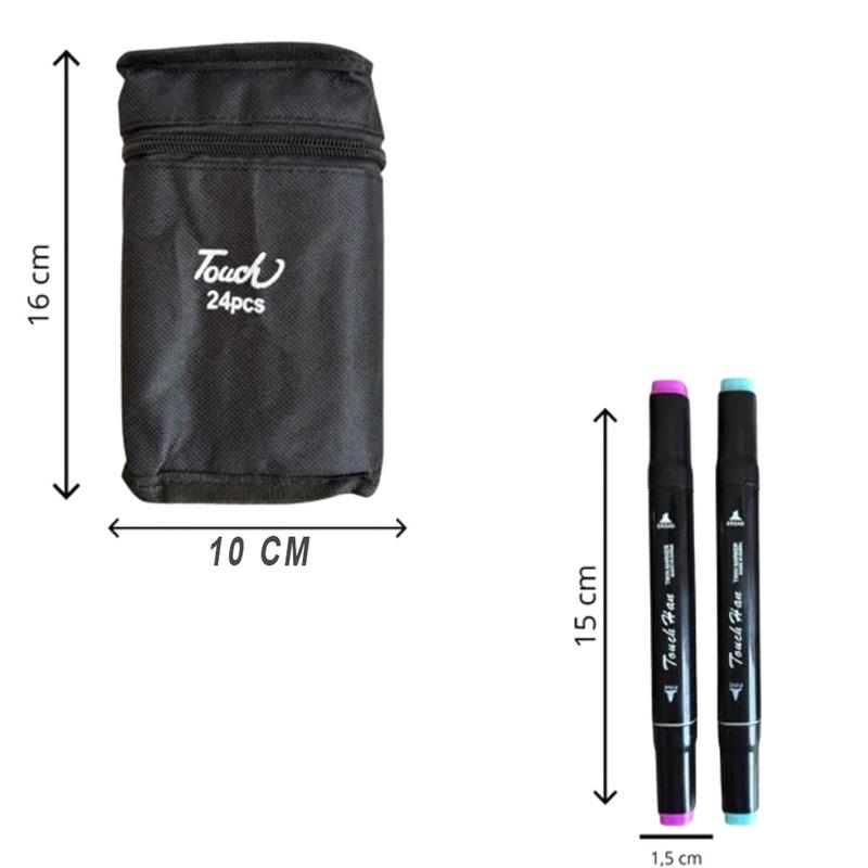 Kit Canetas Touch Ponta Dupla 24 Cores Estojo Profissional 843347